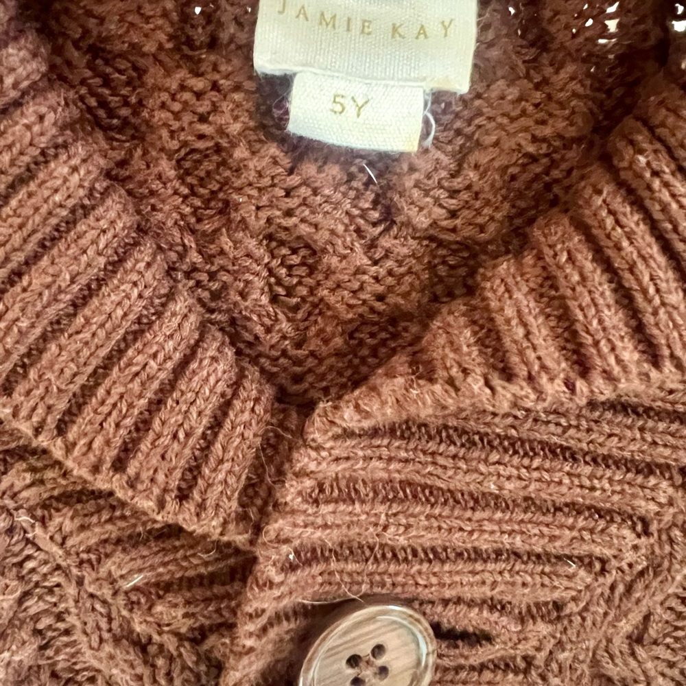 Jamie Kay Brown Cable Knit Shawl Collar Sweater - Picture 3 of 4